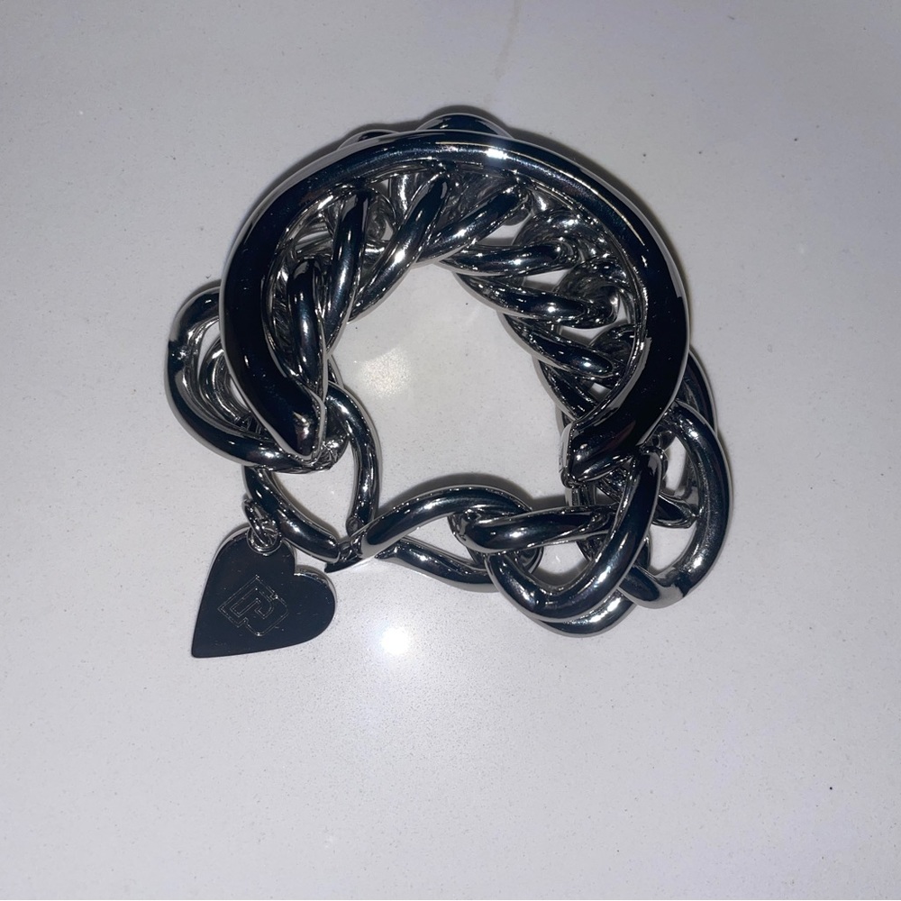 Paco Rabanne silver heart bracelet with cuff. Never worn!